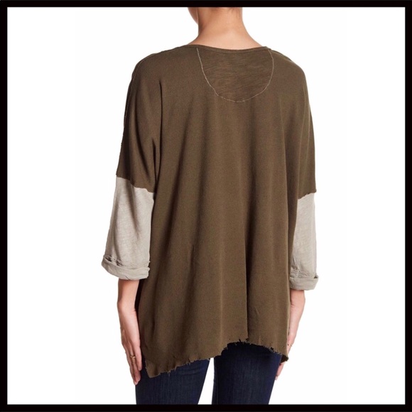 FREE PEOPLE LONG SLEEVES HENLEY HI-LO TEE TOP A3C - Picture 6 of 8